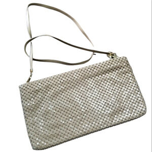 Whiting and Davis vintage metal link bag beige
